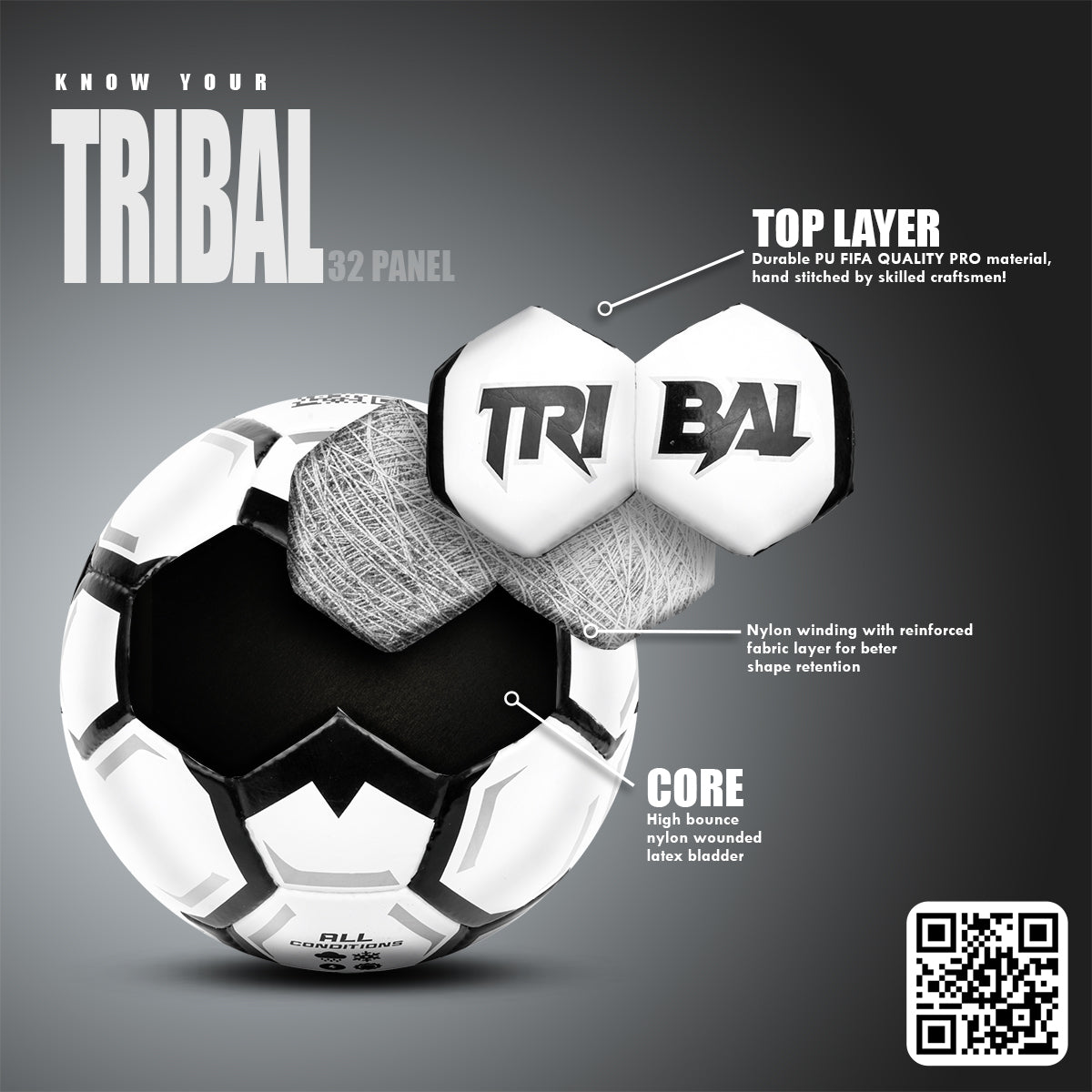 Willage Football Ball Size 5 | Match Quality Stitched PU | Tribal