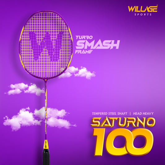 Willage Badminton Racket (Saturno 100) (Purple-Yellow)