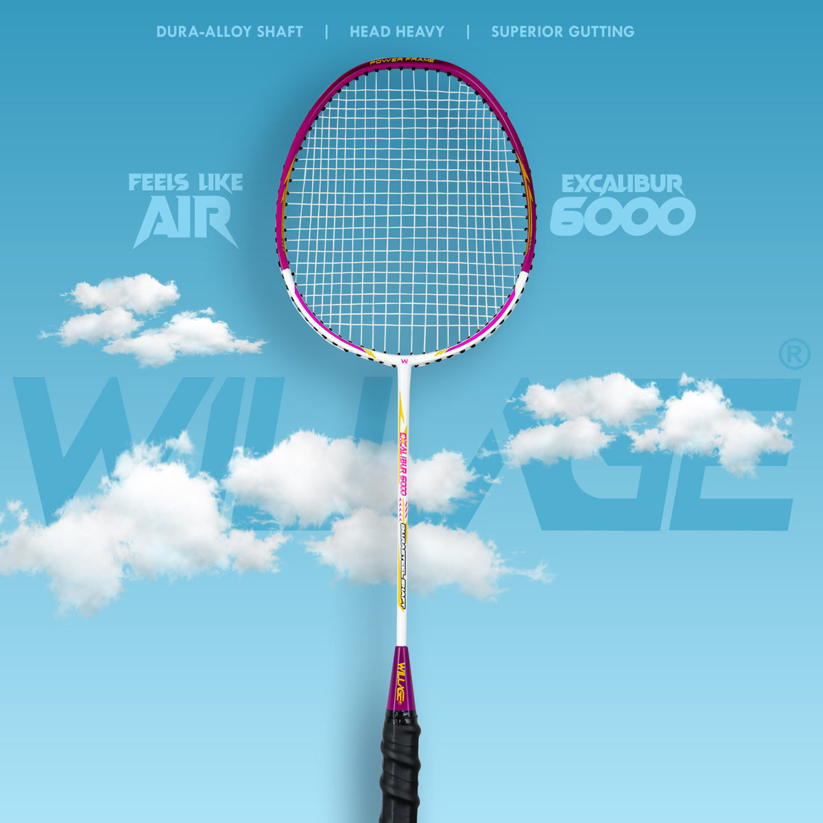 Escalab R6000 Willage Badminton Racket (Without T joint) (Excalibur 6000 Magenta ...