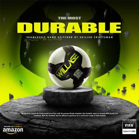 Willage Football Ball Size 5 | Match Quality Stitched PU | Meteor