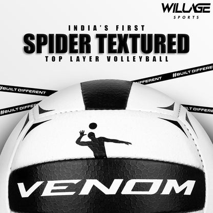 Willage Volleyball Ball Size 4 | Stitched Volley | Venom | (Spider PU)