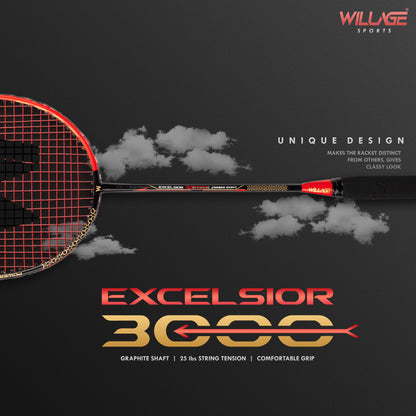 Willage Badminton Racket Graphite Shaft (Without T joint) | Excelsior 3000 Red