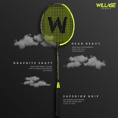 Willage Badminton Racket Graphite Shaft (Without T joint) | Excelsior 3000 Green