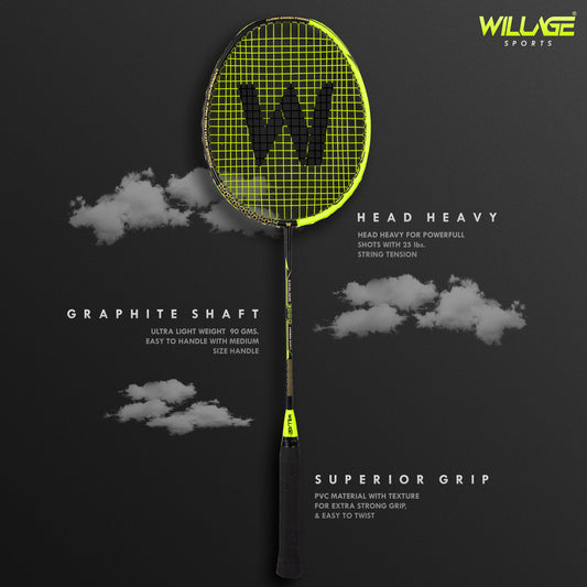 Willage Badminton Racket Graphite Shaft (Without T joint) | Excelsior 3000 Green