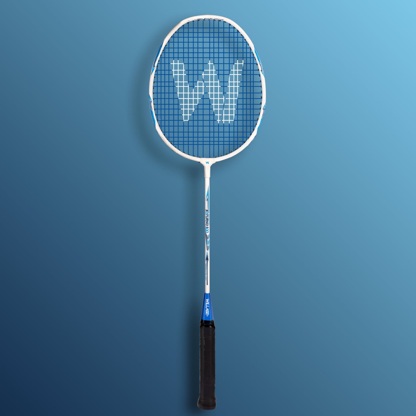 Willage Badminton Racket (Saturno 100) (White-Blue)